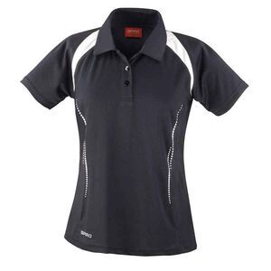 Spiro Womens/Ladies Team Spirit Polo Shirt / Black/White